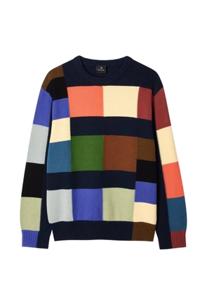 PS Paul Smith patchwork crew-neck sweater - Blue