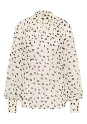Rebecca Vallance Candice polka-dot high-neck blouse - Neutrals