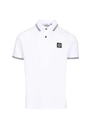Stone Island contrast-trim polo shirt - White