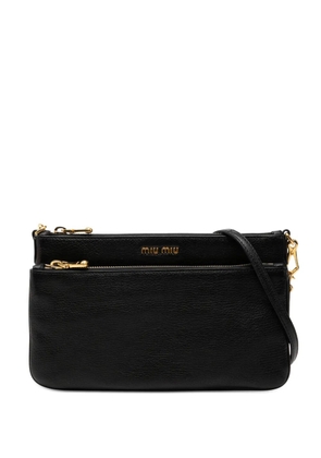 Miu Miu Pre-Owned 2010-2025 Goatskin Madras Double Zip crossbody bag - Black