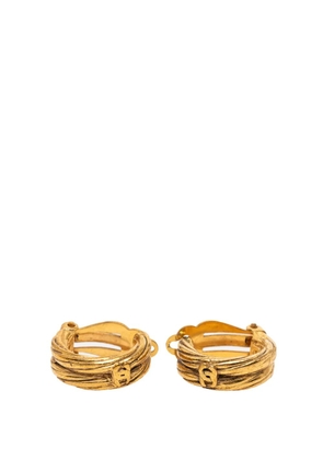 CHANEL Pre-Owned 1990-2025 Gold Plated CC Hoop Clip On Earrings costume earrings