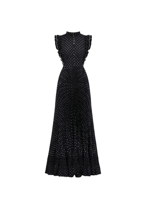 Self-Portrait ruffled polka-dot maxi dress - Black