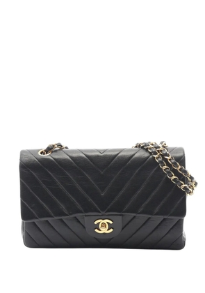 CHANEL Pre-Owned 1989-1991 Medium Classic Chevron Lambskin Double Flap shoulder bag - Black