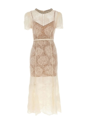 Self-Portrait floral-lace midi dress - White