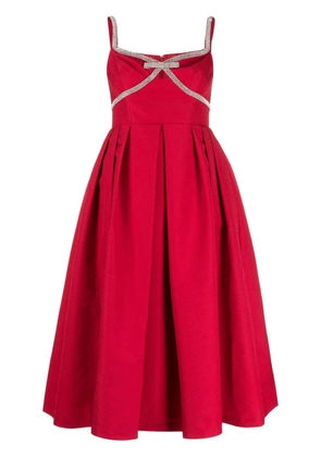 Self-Portrait diamanté-trim midi dress - Red