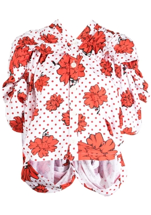 Comme des Garçons TAO x Shun Sudo printed ruffle-detail shirt - White