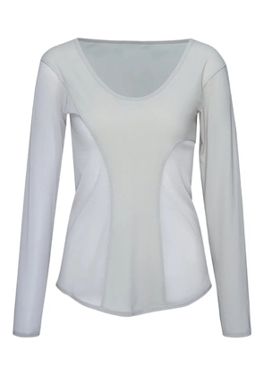 Issey Miyake mesh-panel long-sleeve shirt - White