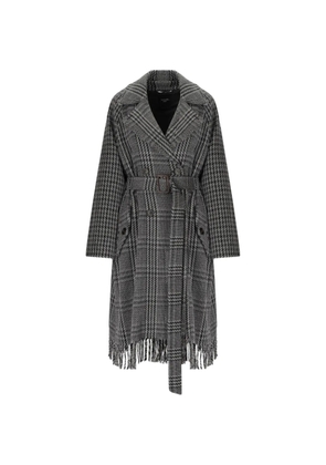 Weekend Max Mara checked fringed coat - Grey