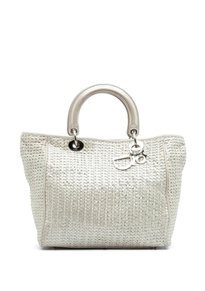 Christian Dior Pre-Owned 2009 Medium Woven Iridescent Calfskin Soft Lady Dior handbag - Silver