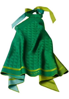 Prada printed silk-twill top - Green