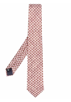 Tagliatore geometric-print silk tie - Brown
