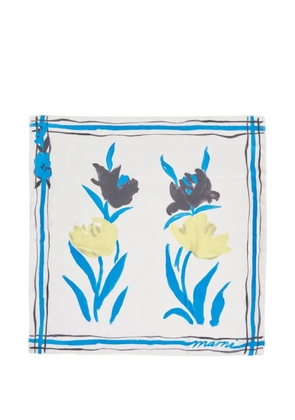 Marni flower stripe silk foulard - White