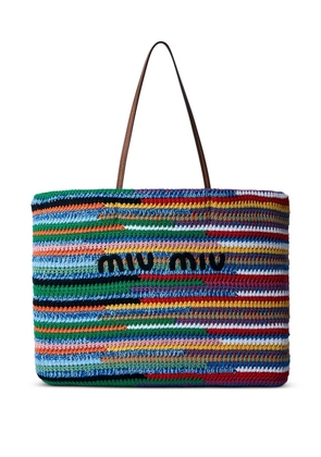 Miu Miu striped crochet-knit tote bag - Blue