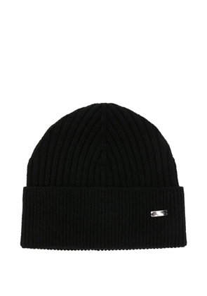 Herno ribbed logo-plaque beanie - Black