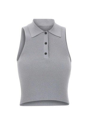 A. ROEGE HOVE Trine ribbed button polo top - Grey