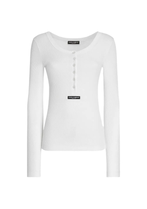 Dolce & Gabbana ribbed cotton serafino T-shirt - White