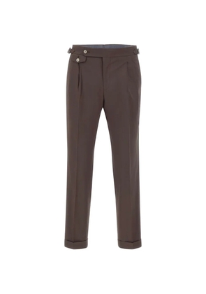Barba front pleats side buckle trousers - Brown
