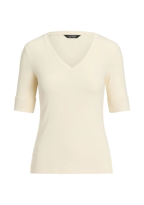 Lauren Ralph Lauren V-neck cuffed T-shirt - Neutrals