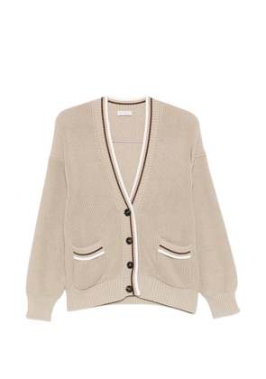 Brunello Cucinelli buttoned striped-detail cardigan - Neutrals