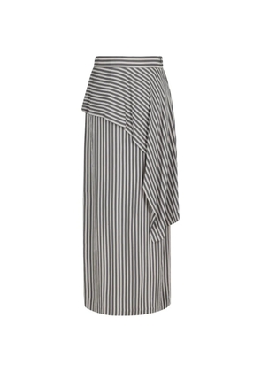 Tela Tilda striped ruffled midi skirt - Black