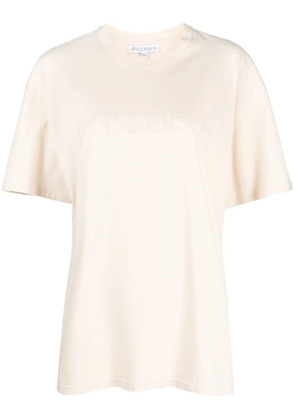 JW Anderson logo-embroidered cotton T-shirt - Neutrals