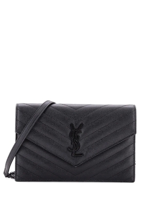 Saint Laurent Pre-Owned Classic Monogram Wallet on Chain Matelasse Chevron Leather Small crossbody bag - Black