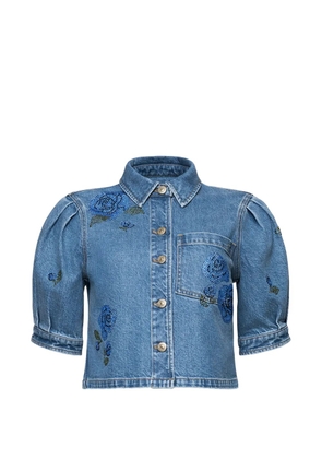 Cinq A Sept Halsie puff-sleeved denim shirt - Blue
