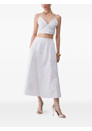 LIU JO embroidery slit midi skirt - White