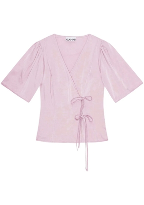 GANNI V-neck wrap blouse - Pink