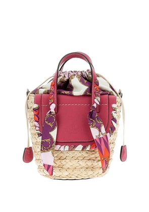 CUBA LAB scarf leather bucket bag - Neutrals