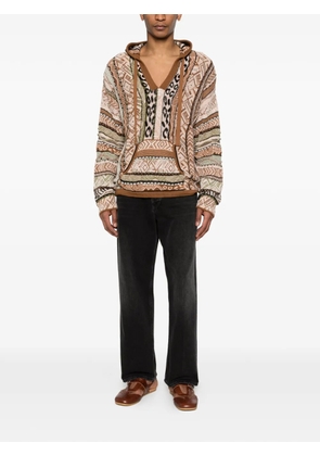 Laneus patterned knitted hoodie - Neutrals