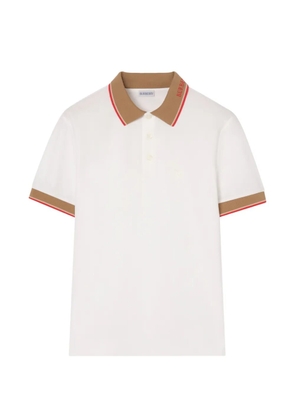 Burberry logo collar cotton polo shirt - White