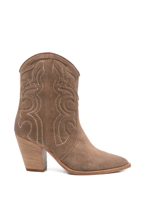 Julie Dee embroidered pointed cowboy boots - Brown