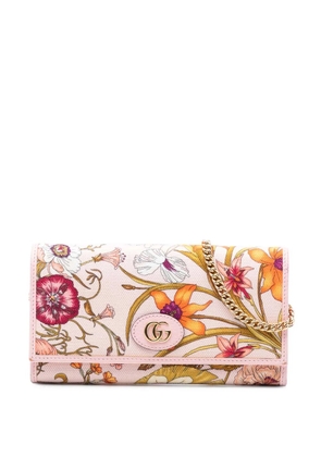 Gucci Pre-Owned 2000-2015 Floral Printed Canvas Wallet On Chain crossbody bag - Pink