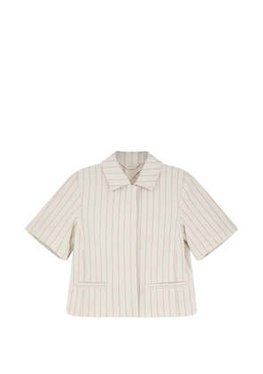 Max Mara pinstripe button cotton blazer - Neutrals