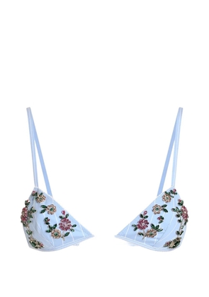 Dolce & Gabbana striped poplin bra with embroidery - Blue