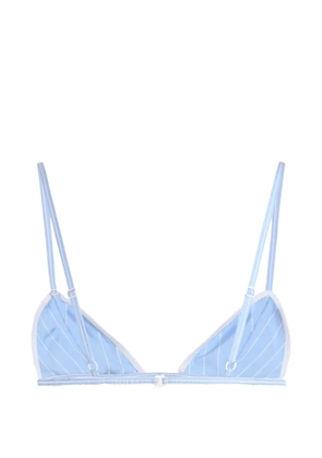 Dolce & Gabbana striped poplin bra with embroidery - Blue