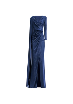 Gemy Maalouf draped cape-sleeve maxi dress - Blue