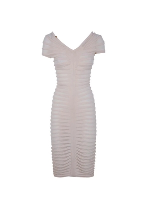 Elisabetta Franchi V-neck ruched-design midi dress - Neutrals