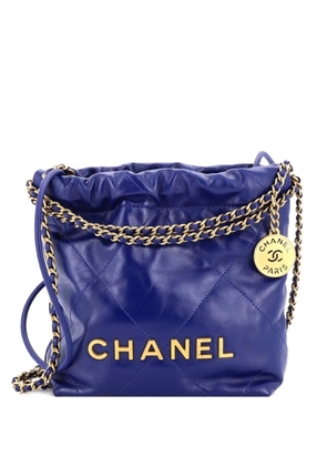 CHANEL Pre-Owned 22 Chain Hobo Quilted Calfskin Mini crossbody bag - Blue