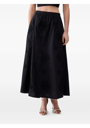 LIU JO embroidery slit midi skirt - Black