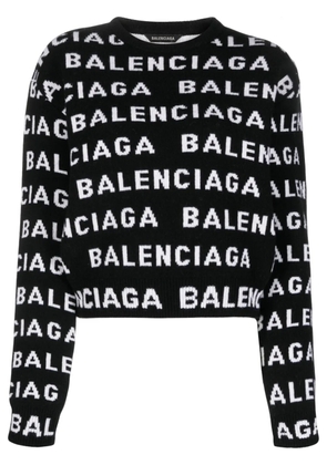 Balenciaga intarsia-logo crew-neck jumper - Black