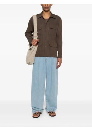 Gongdid Design pocketed textured shirt - Brown