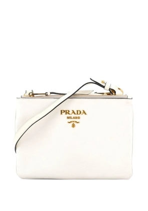 Prada Pre-Owned Double Zip Vitello Daino Small crossbody bag - White