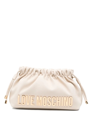 Love Moschino gathered logo-detail clucth bag - Neutrals