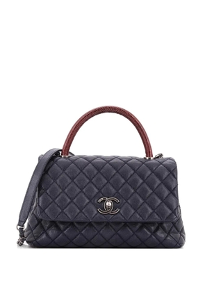 CHANEL Pre-Owned Coco Top Handle Bag Quilted Caviar with Lizard Small satchel - Blue