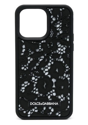 Dolce & Gabbana floral logo-patch iPhone Pro Max case - Black