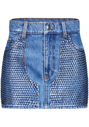 AREA crystal-embellished denim miniskirt - Blue