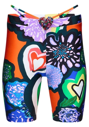 AREA heart-embellished biker shorts - Orange