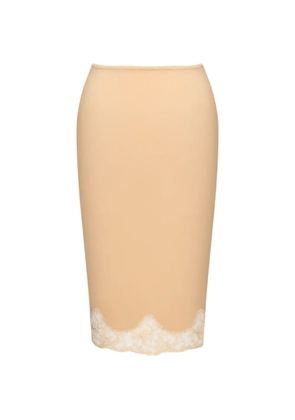 Saint Laurent lace-trim midi skirt - Neutrals